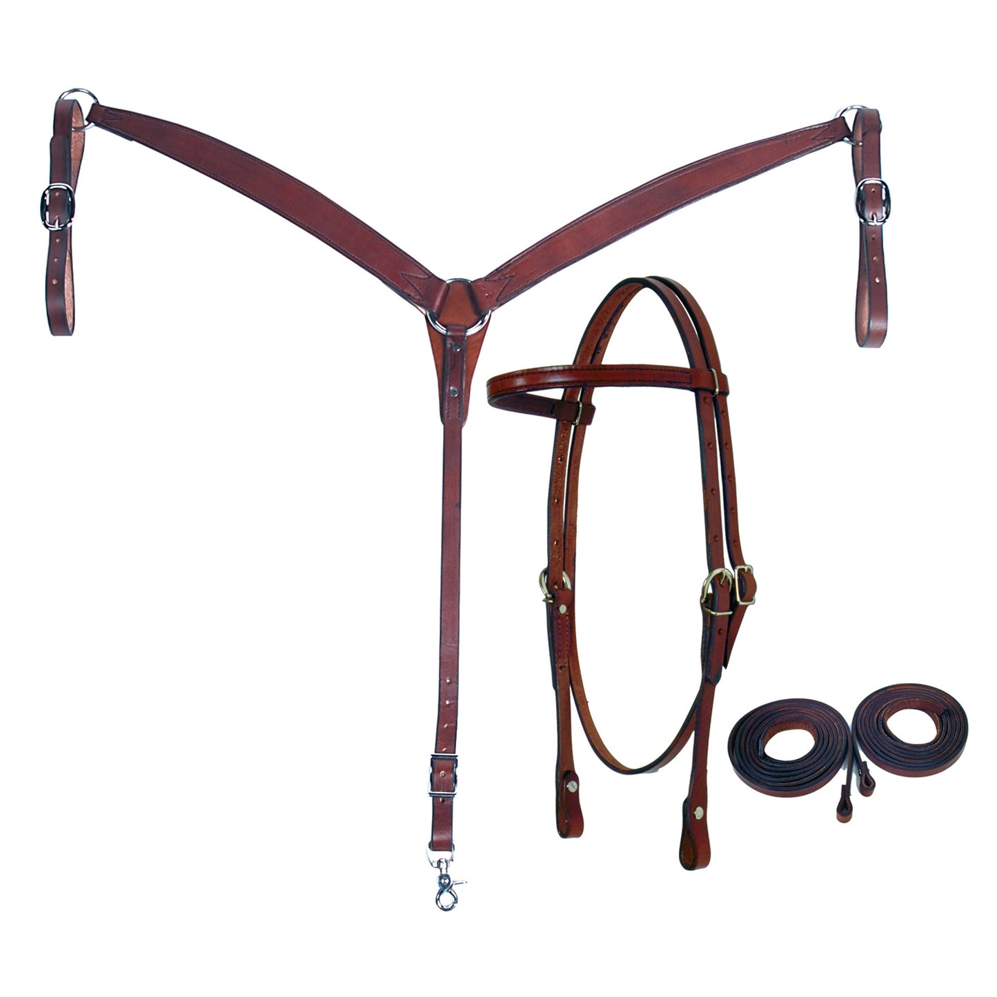 Fabtron Leather Headstall, Breast Collar & Reins Combo