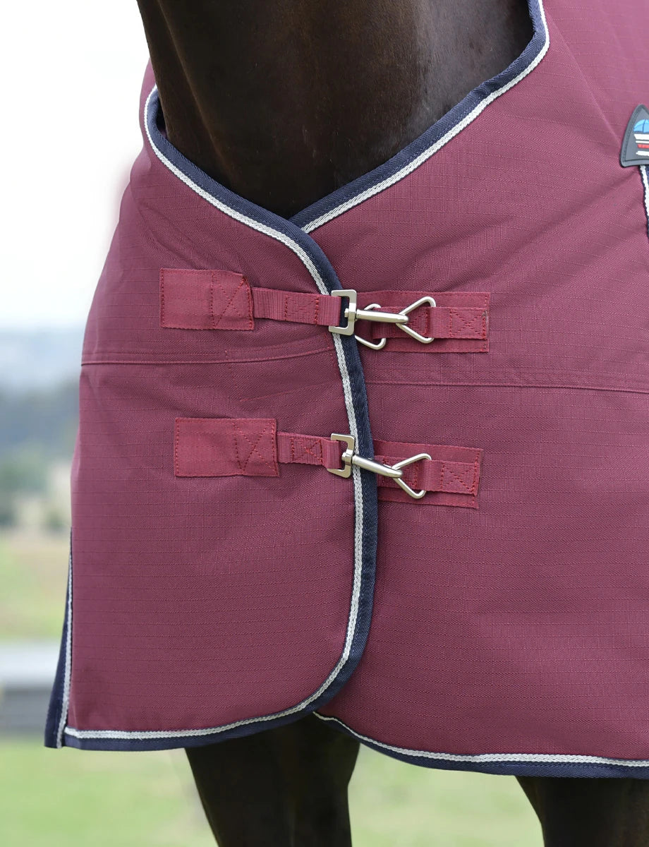 WeatherBeeta ComFiTec Essential 0G Ripstop Turnout Sheet – Burgundy/Navy