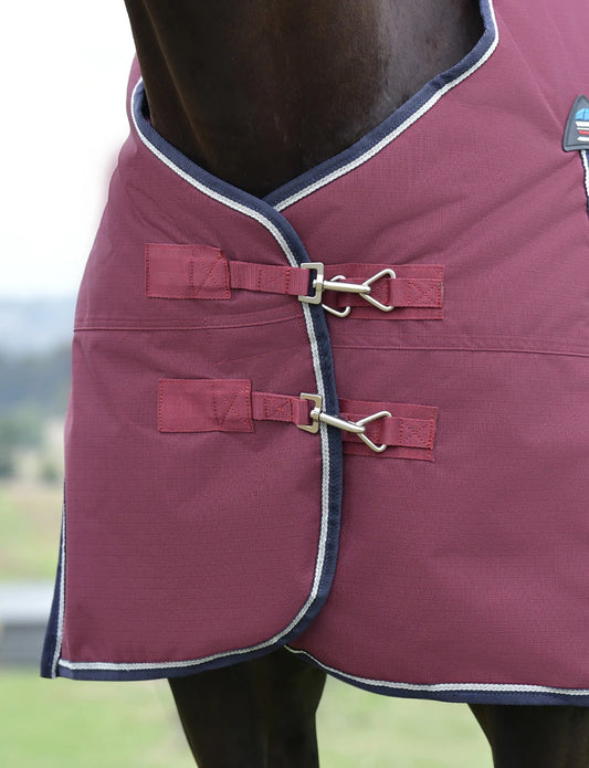WeatherBeeta ComFiTec Essential 0G Ripstop Turnout Sheet – Burgundy/Navy