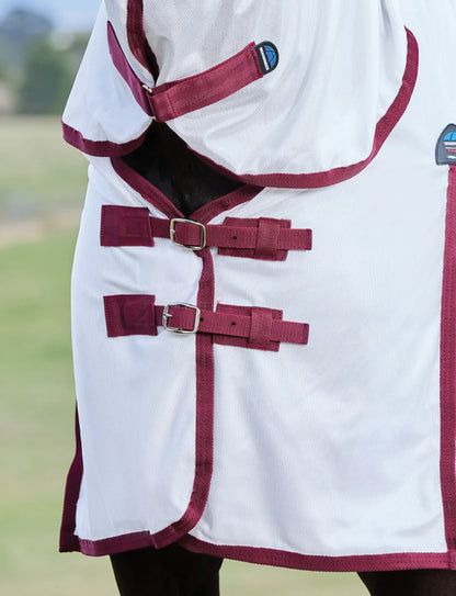 WeatherBeeta ComFiTec Essential Fly Sheet Combo - White/Burgundy