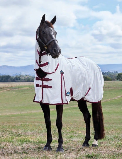 WeatherBeeta ComFiTec Essential Fly Sheet Combo - White/Burgundy