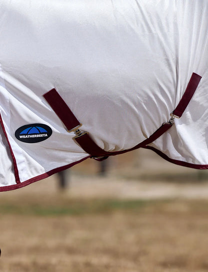 WeatherBeeta ComFiTec Essential Fly Sheet - White/Burgundy