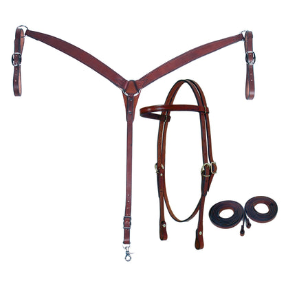 Fabtron Leather Headstall, Breast Collar & Reins Combo