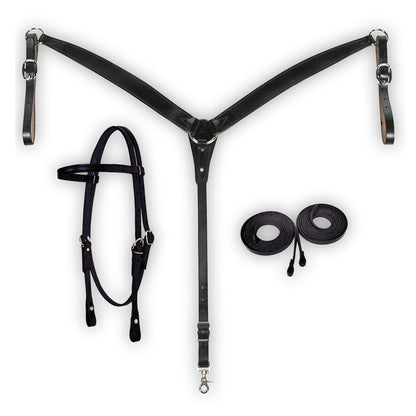 Fabtron Leather Headstall, Breast Collar & Reins Combo